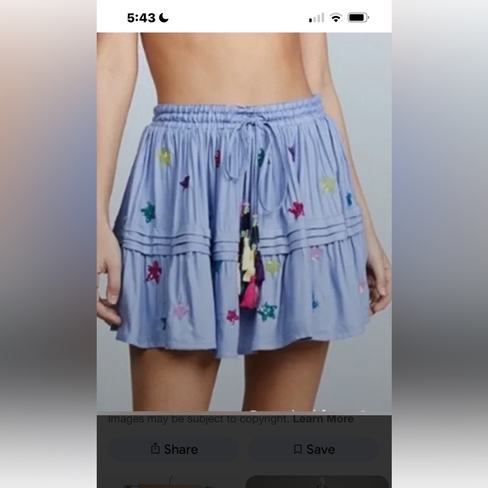 Letarte Light Blue Mini Skirt with Colorful sequin stars